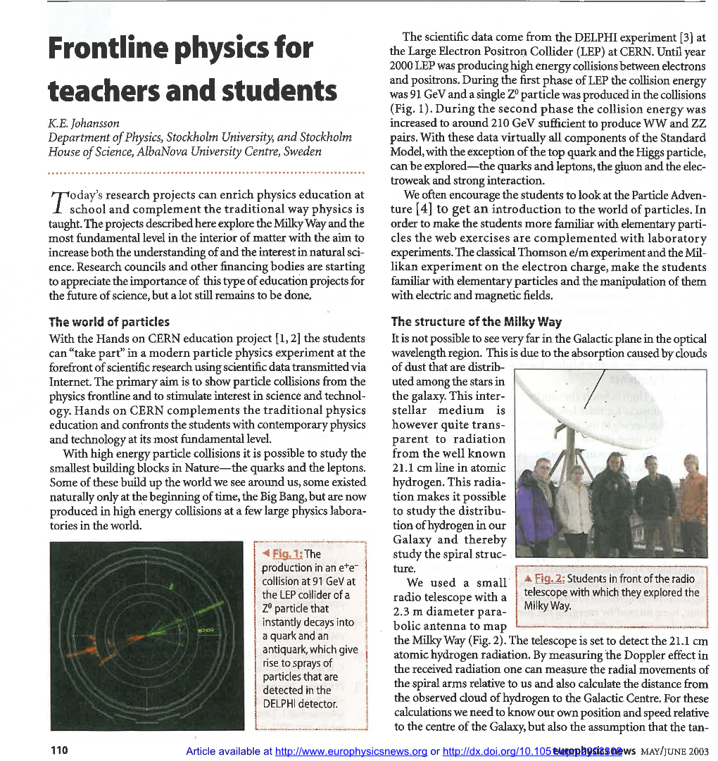 Frontline Physics for Teachers and Students