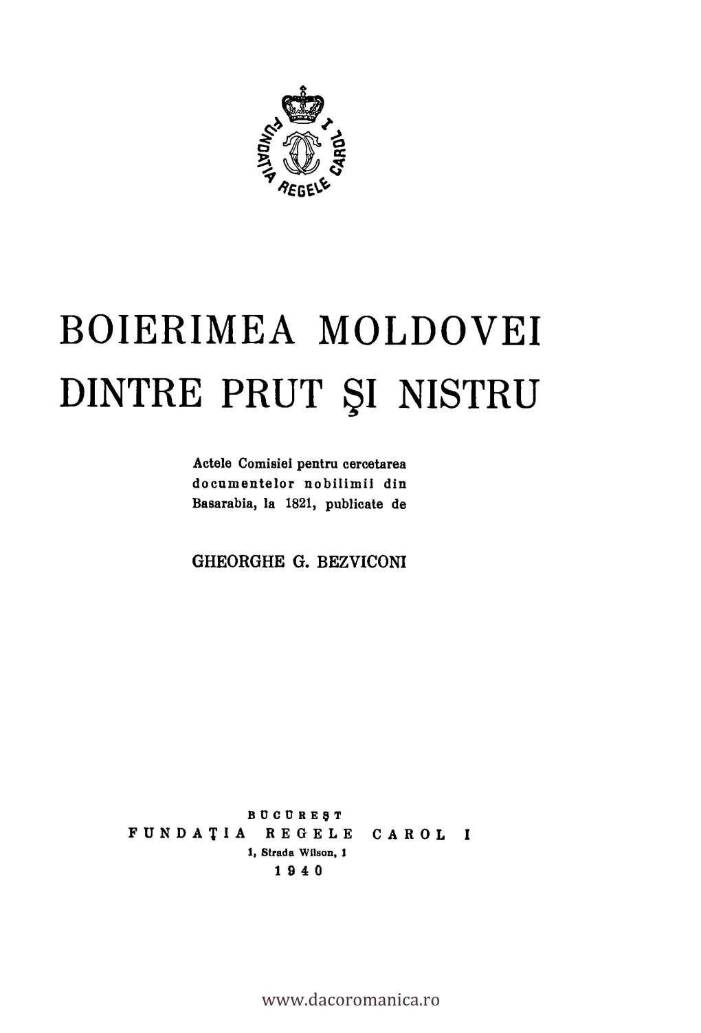 Boierimea Moldovei Dintre Prut *I Nistru