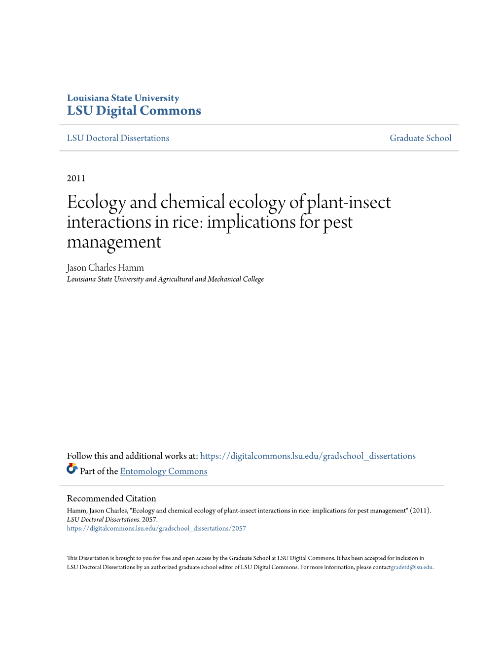 Ecology and Chemical Ecology of Plant-Insect