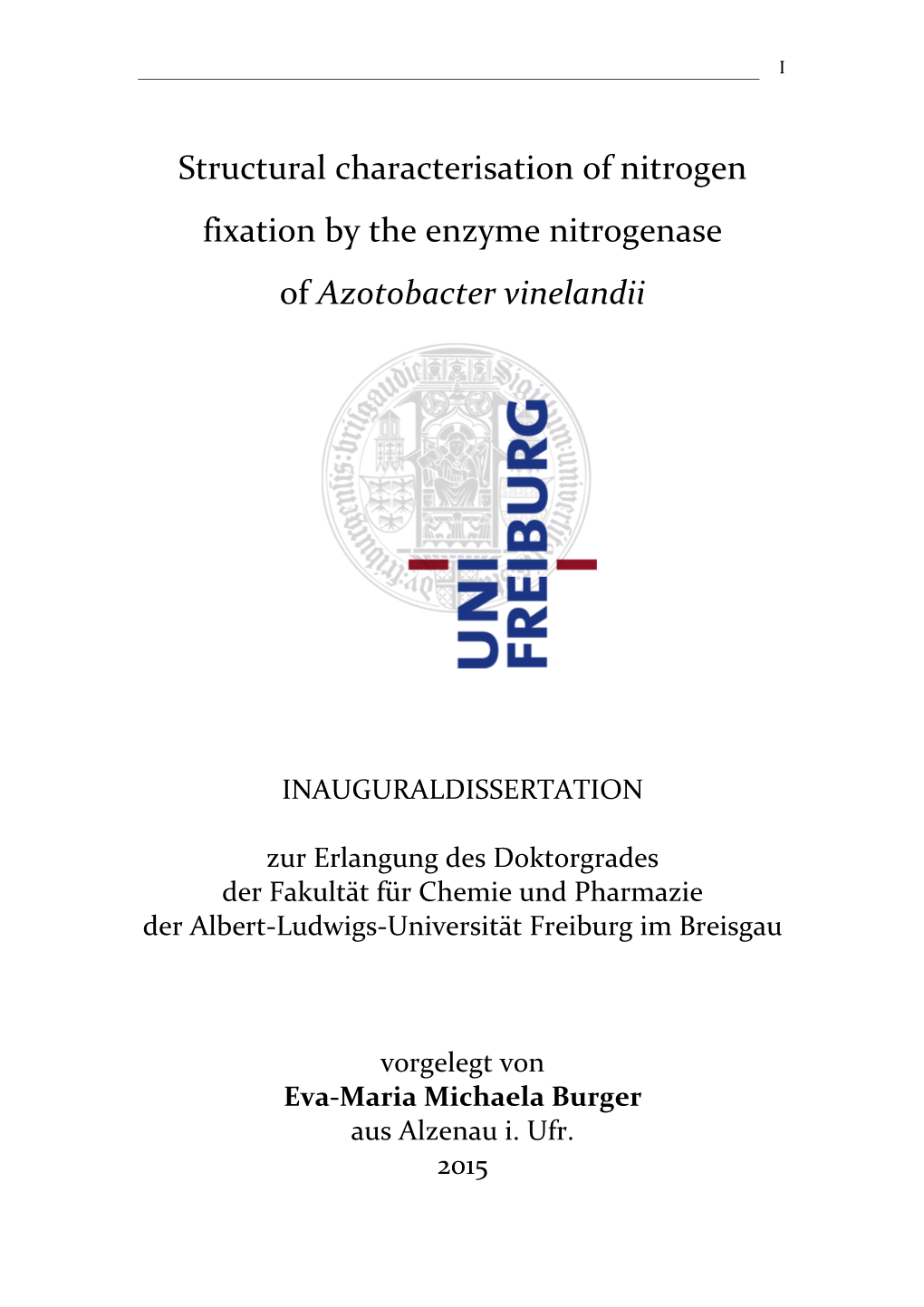 Structural Characterisation of Nitrogen Fixation by the Enzyme Nitrogenase