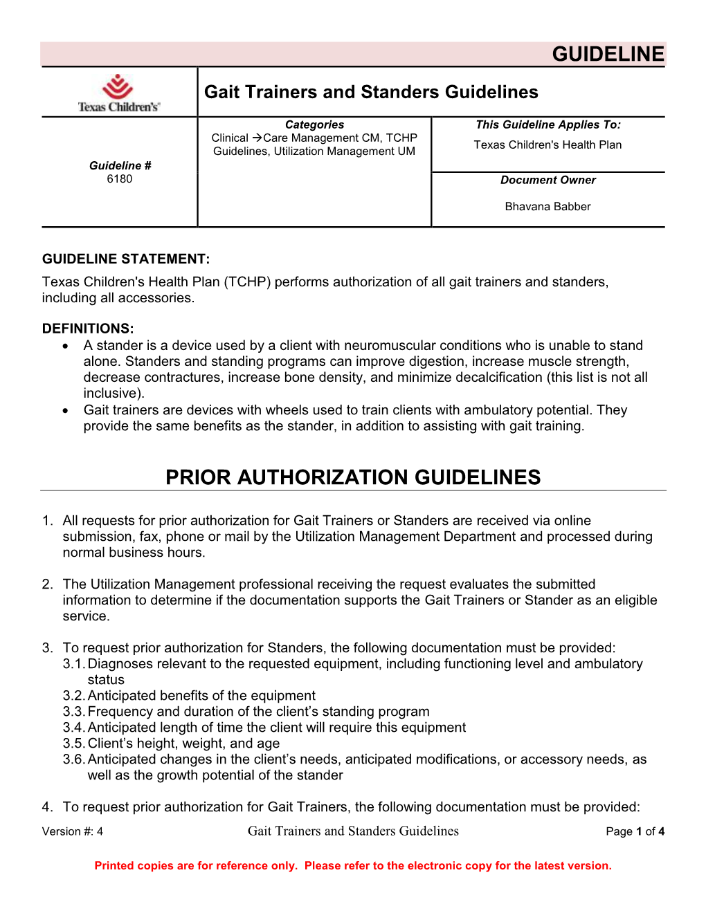 Gait Trainers and Standers Guidelines