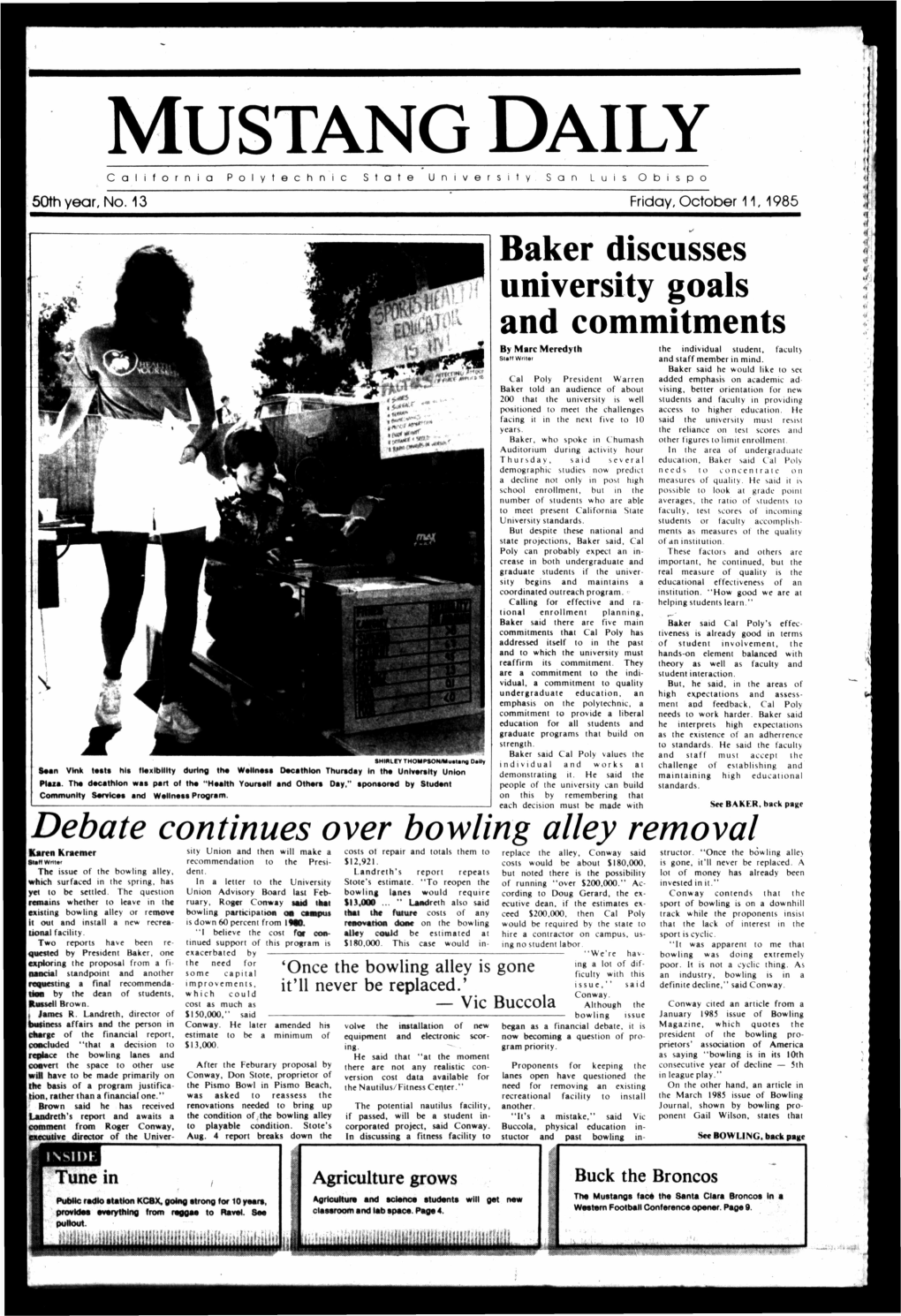 Mustang Daily, October 11, 1985