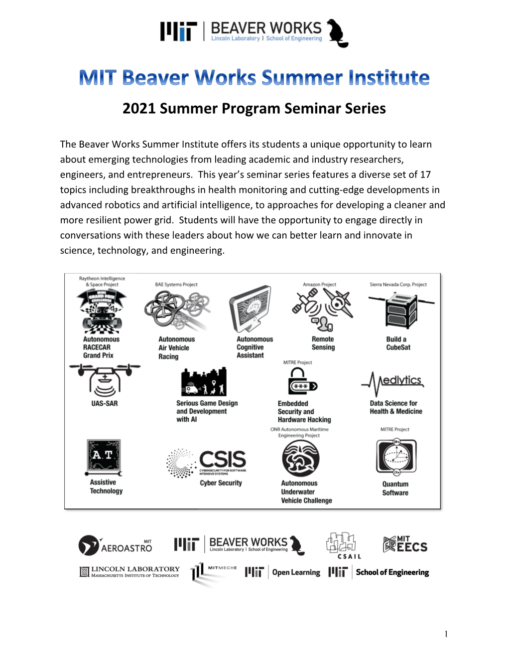 2021 Summer Program Seminar Series