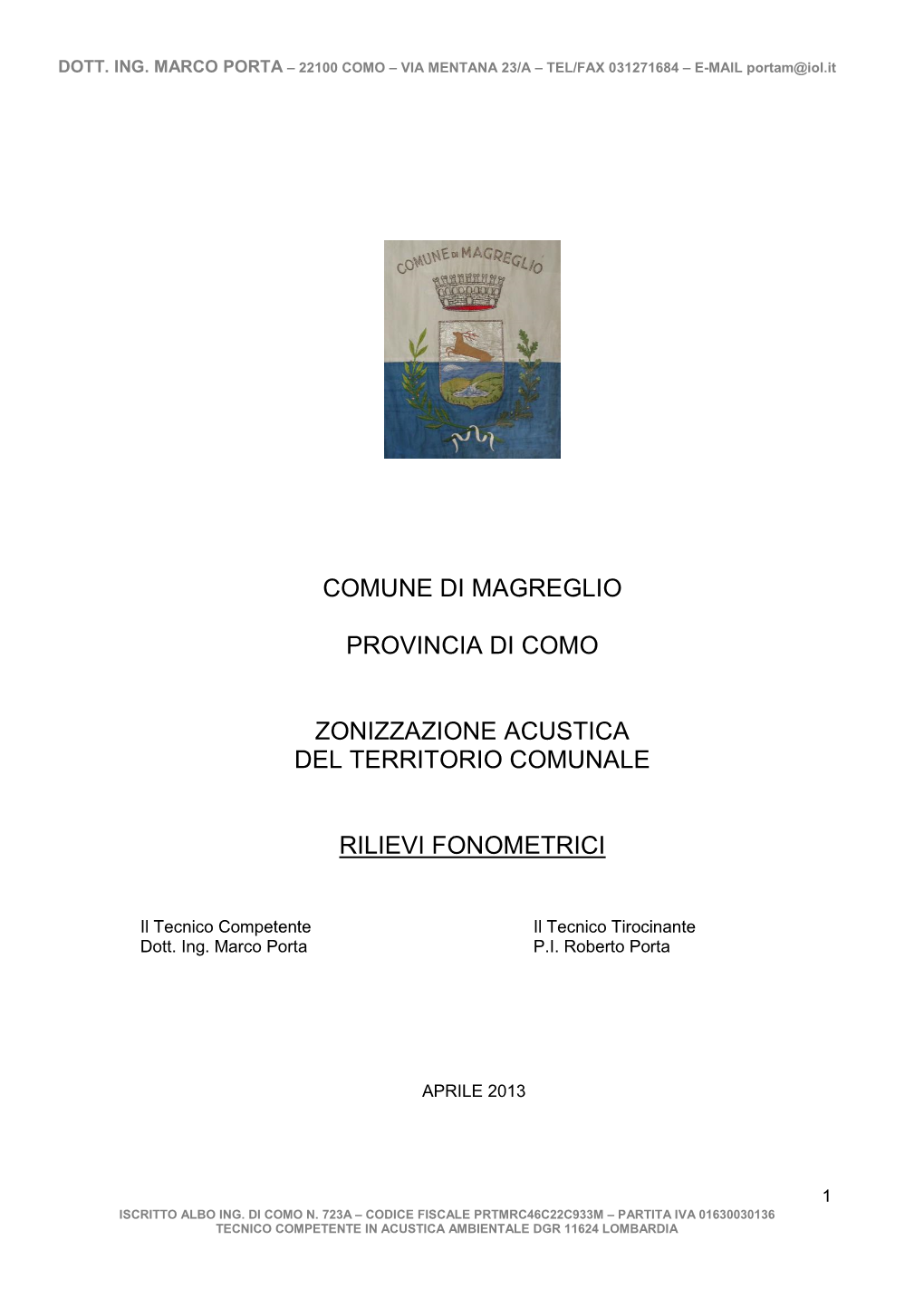 Comune Di Magreglio Provincia Di Como Zonizzazione Acustica Del