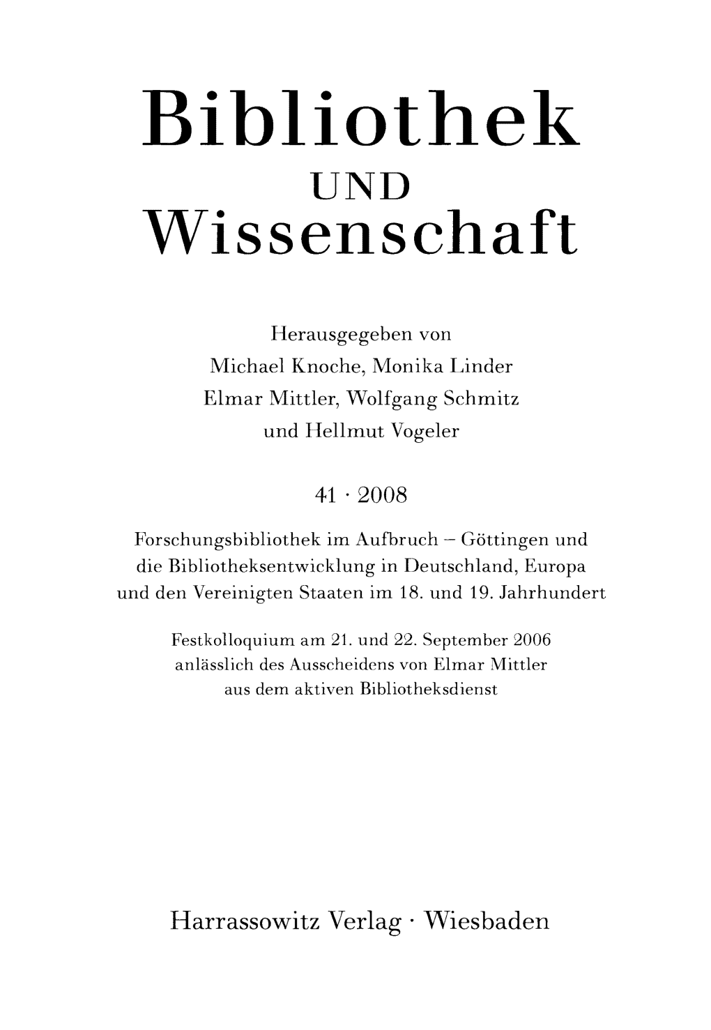 Bibliothek UND Wissenschaft