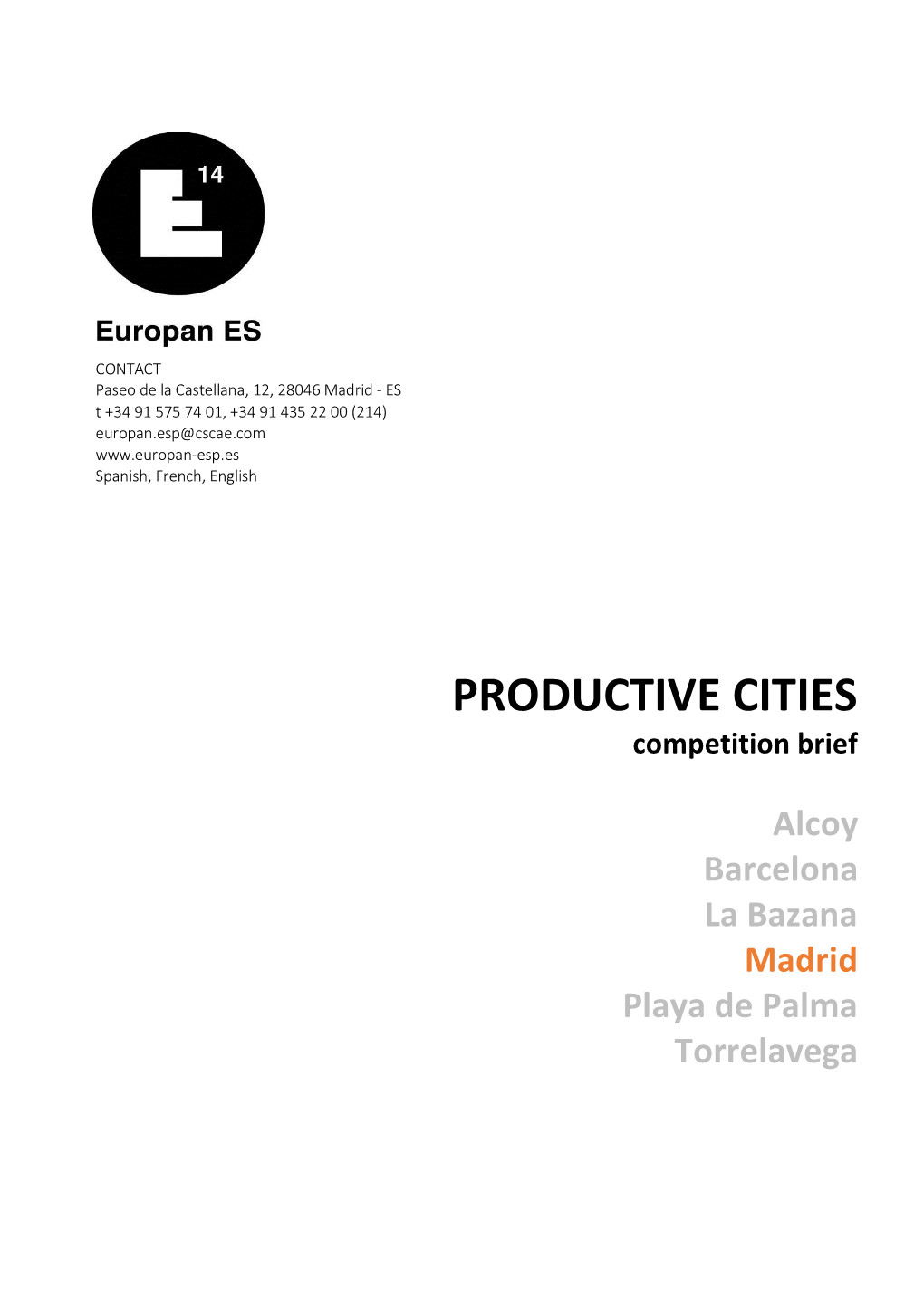 Europan14 SPAIN Madrid Productive Cities