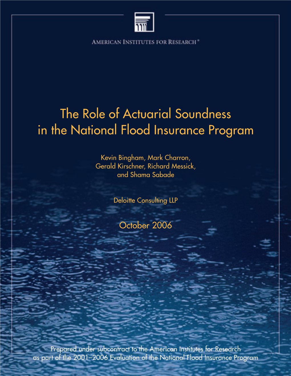 The Role of Actuarial Soundness in the National Flood Insurance Program