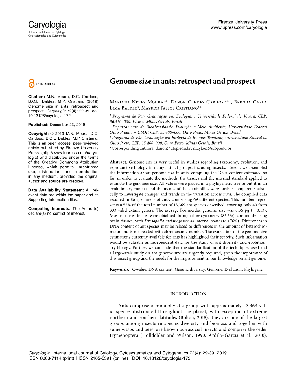 Genome Size in Ants: Retrospect and Prospect