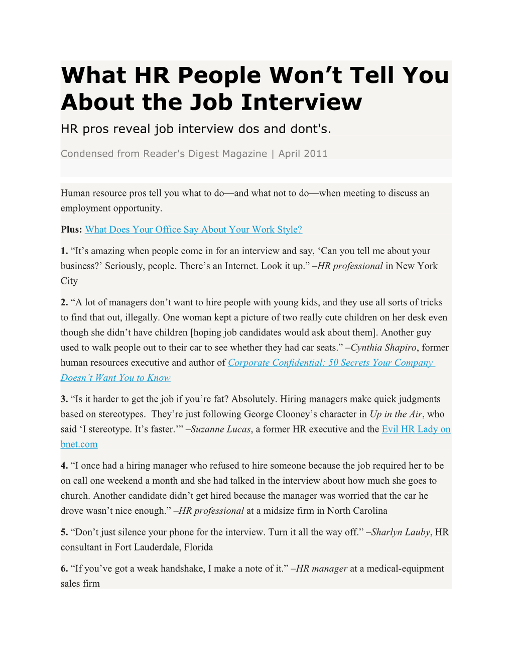 What HR People Won T Tell You About the Job Interview