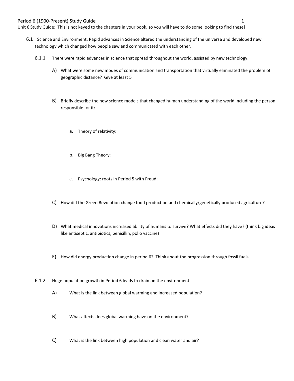 Period 6 (1900-Present) Study Guide 1