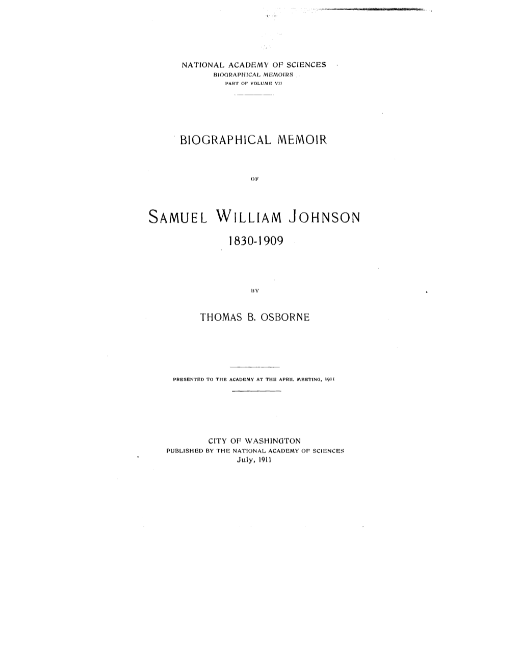 Samuel William Johnson 1830-1909