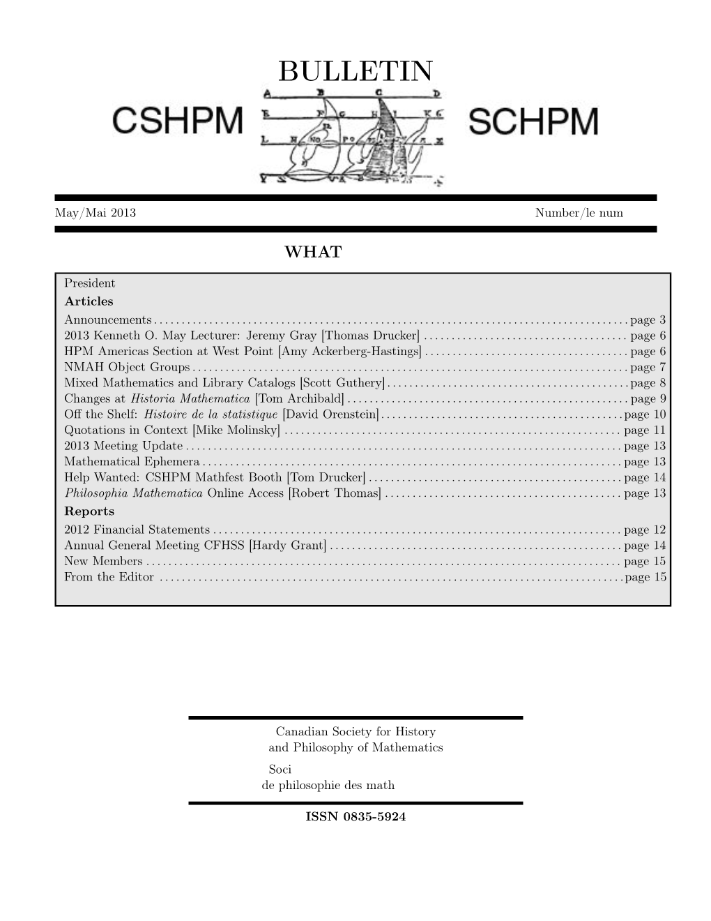 CSHPM Bulletin, May 2013