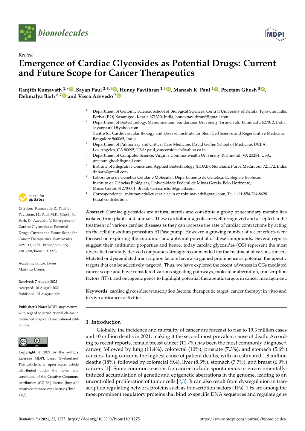 Emergence of Cardiac Glycosides As Potential Drugs: Current and Future Scope for Cancer Therapeutics