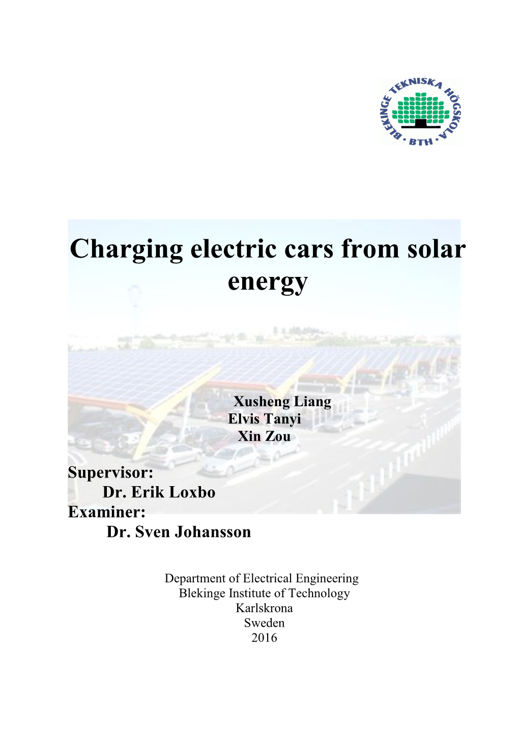 Charging Electric Cars from Solar Energy
