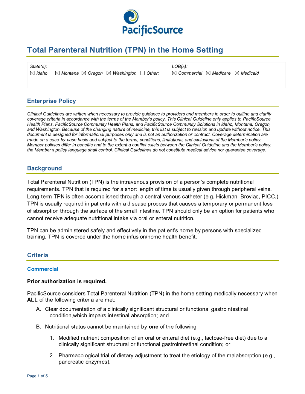 Total Parenteral Nutrition (TPN) in the Home Setting