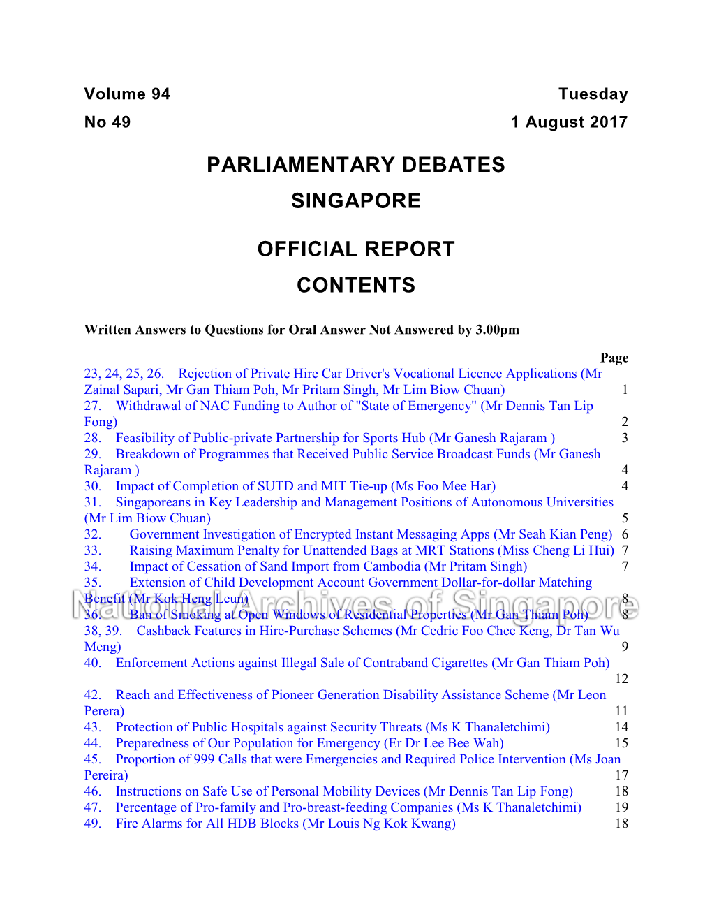 Parliamentary Debates Singapore Official Report