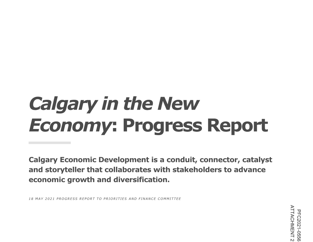 Calgary in the New Economy: Progress Report