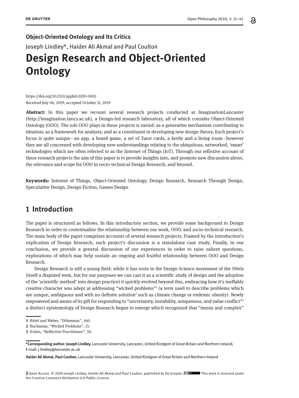 Design Research and Object-Oriented Ontology