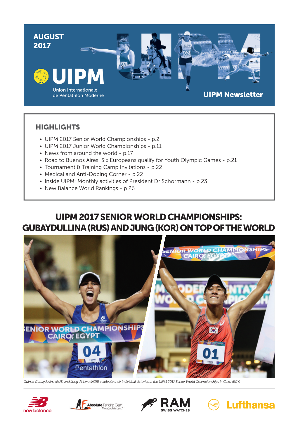 Uipm 2017 Senior World Championships: Gubaydullina (Rus) and Jung (Kor) on Top of the World