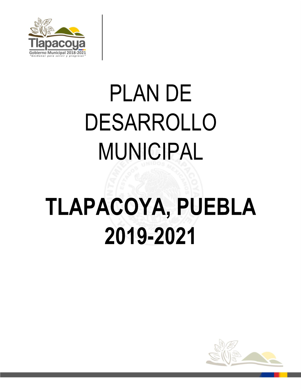 Plan De Desarrollo Municipal Tlapacoya, Puebla 2019-2021
