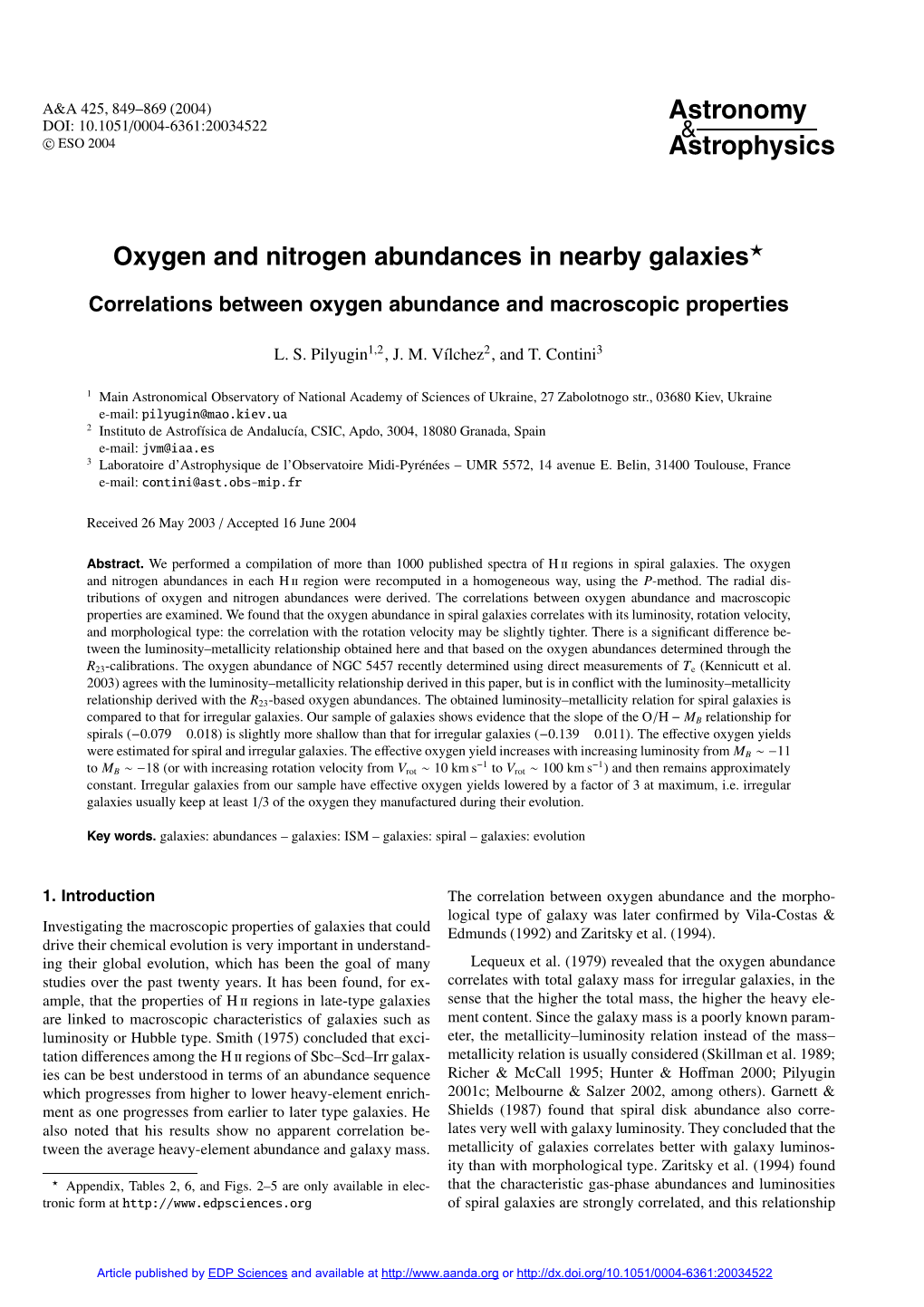 Oxygen and Nitrogen Abundances in Nearby Galaxies