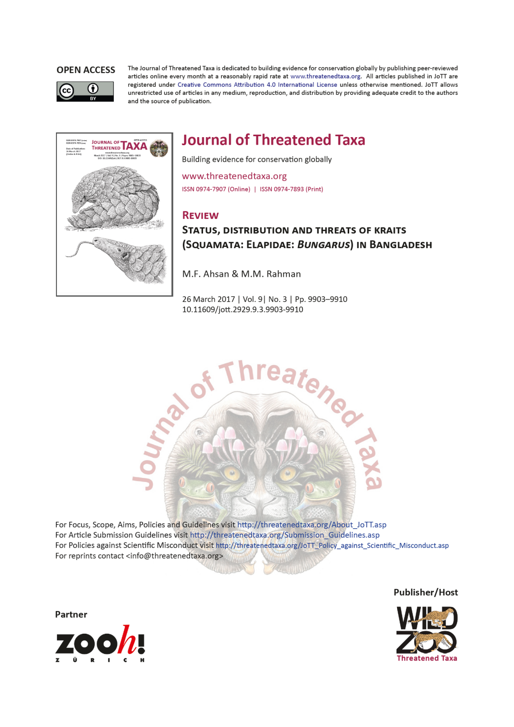 Journalofthreatenedtaxa