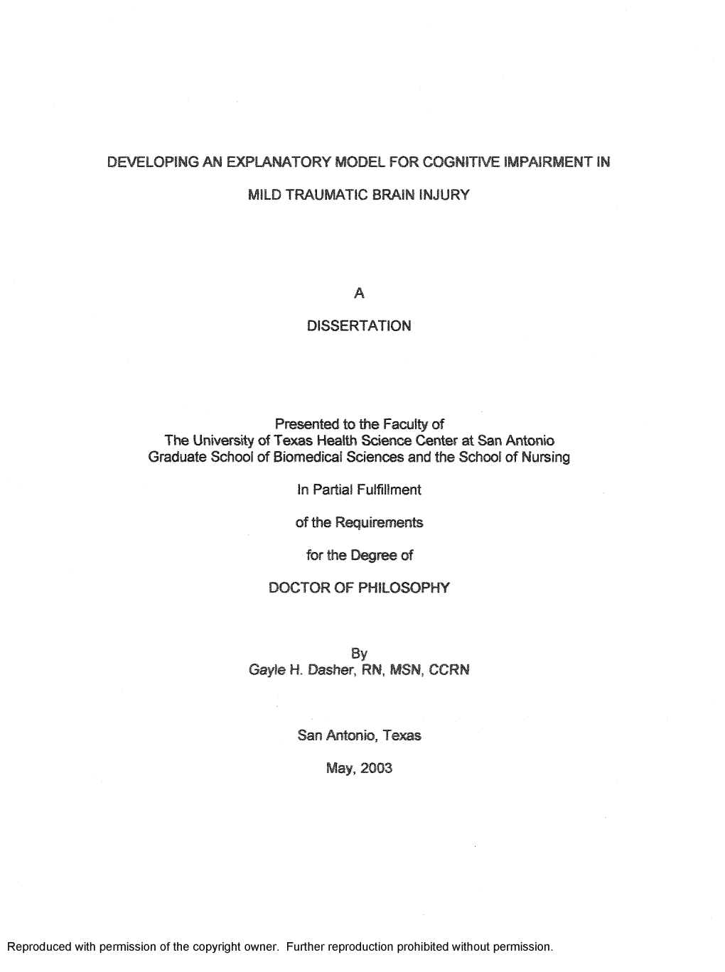 Developing an Explanatory Model for Cognitive Impairment In