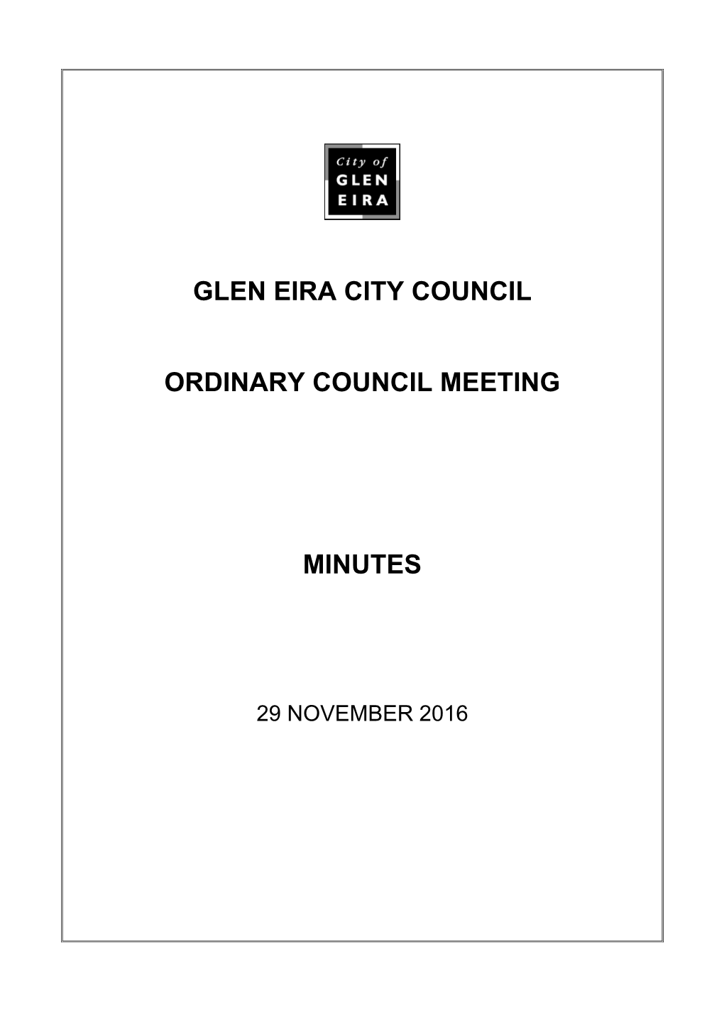 Council Meeting Minutes — 29 November 2016