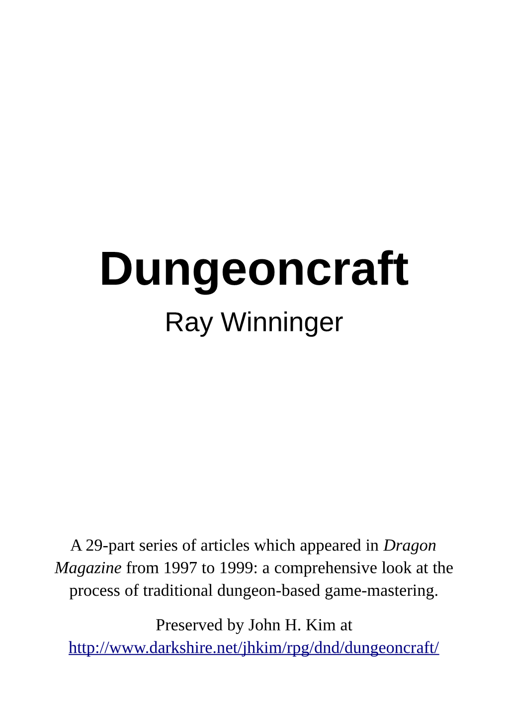 Dungeoncraft Ray Winninger