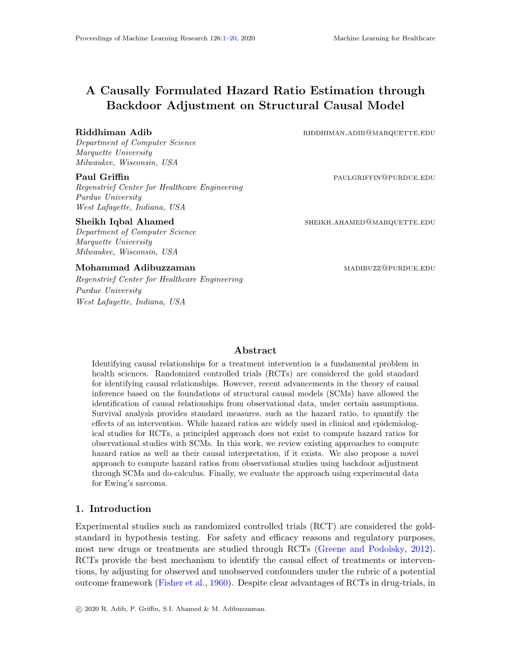 A Causally Formulated Hazard Ratio Estimation Through Backdoor Adjustment on Structural Causal Model