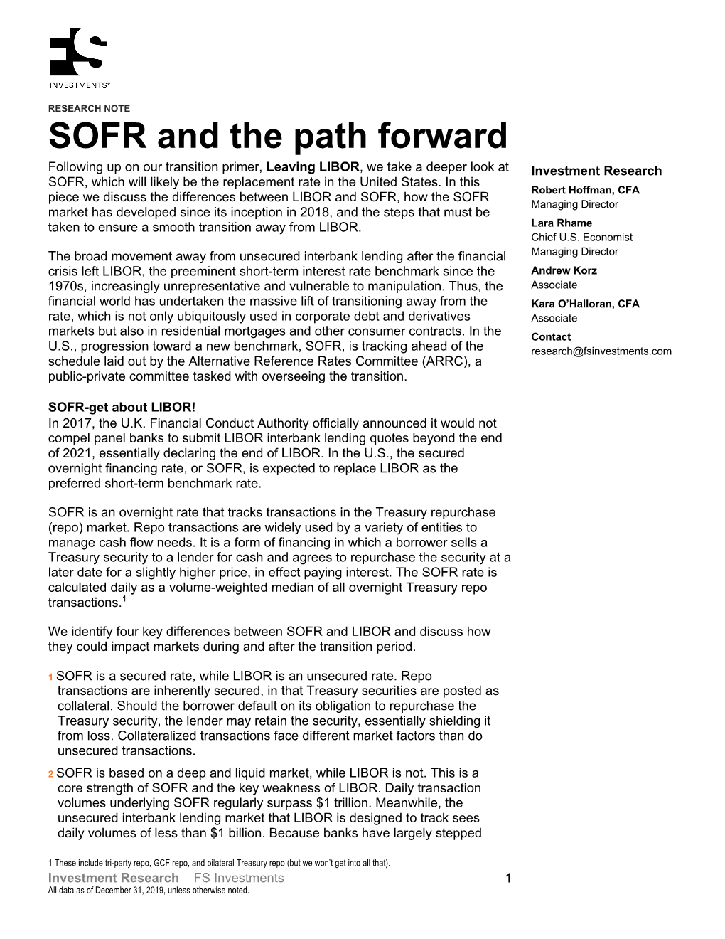 SOFR and the Path Forward