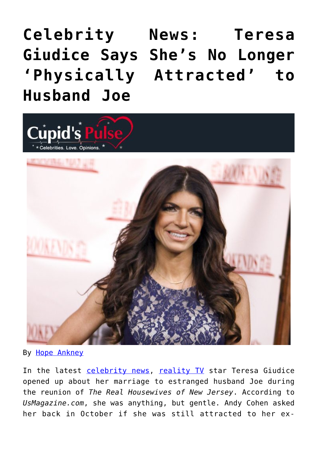 Celebrity News: Teresa Giudice Says She&#8217;S