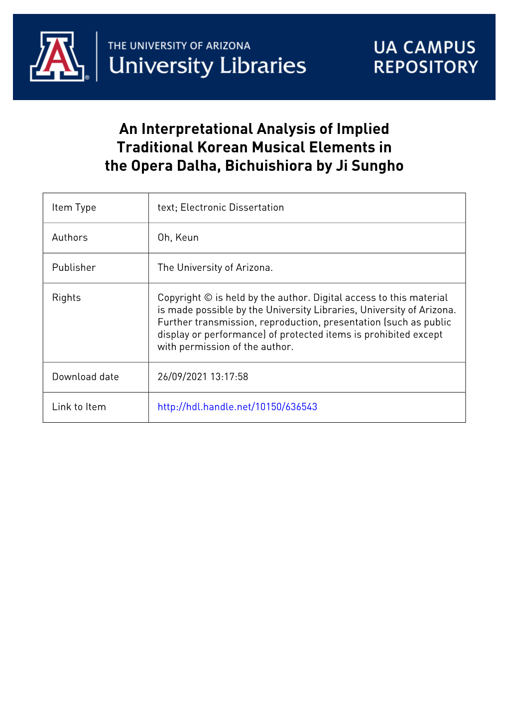 An Interpretational Analysis of Implied Traditional Korean Musical Elements in the Opera Dalha, Bichuishiora by Ji Sungho