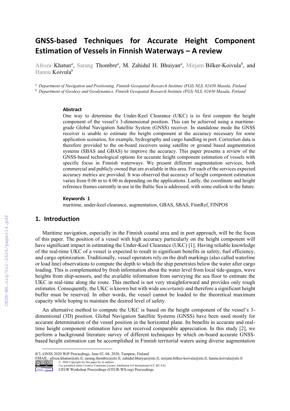 GNSS-Based Techniques for Accurate Height Component Estimation of Vessels in Finnish Waterways – a Review