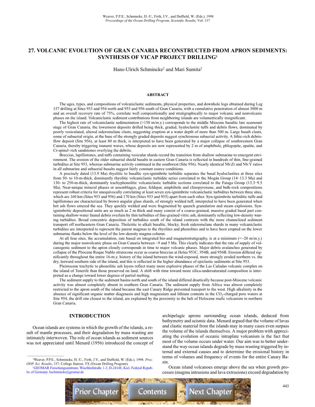 Volcanic Evolution of Gran Canaria Reconstructed from Apron Sediments: Synthesis of Vicap Project Drilling1