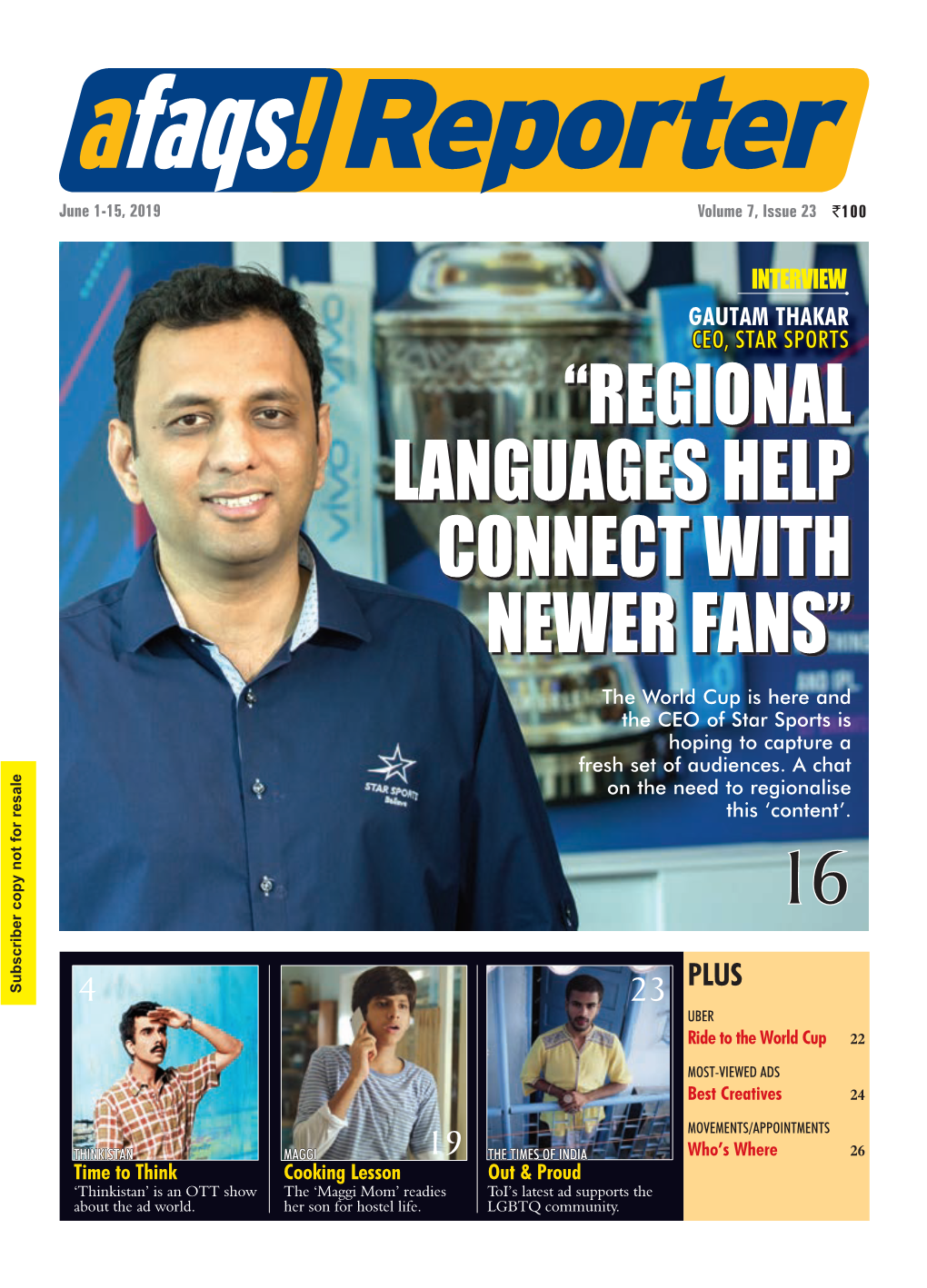 “Regional Languages Help Connect with Newer Fans” the World Cup Is Here and the CEO of Star Sports Is Hoping to Capture a Fresh Set of Audiences