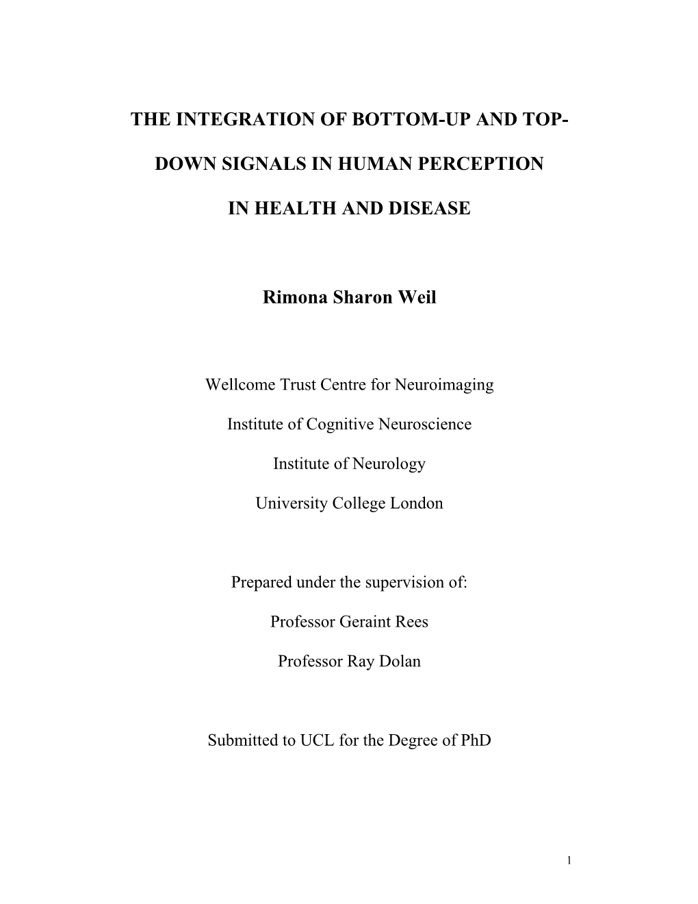 The Integration of Bottom-Up and Top