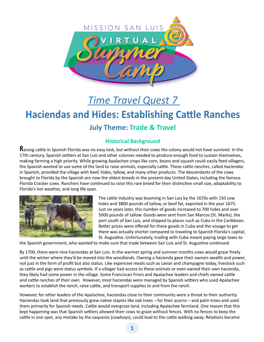 Time Travel Quest 7 Haciendas and Hides: Establishing Cattle Ranches