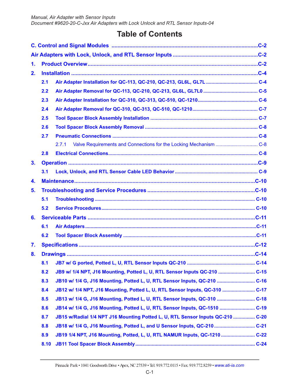 Table of Contents C