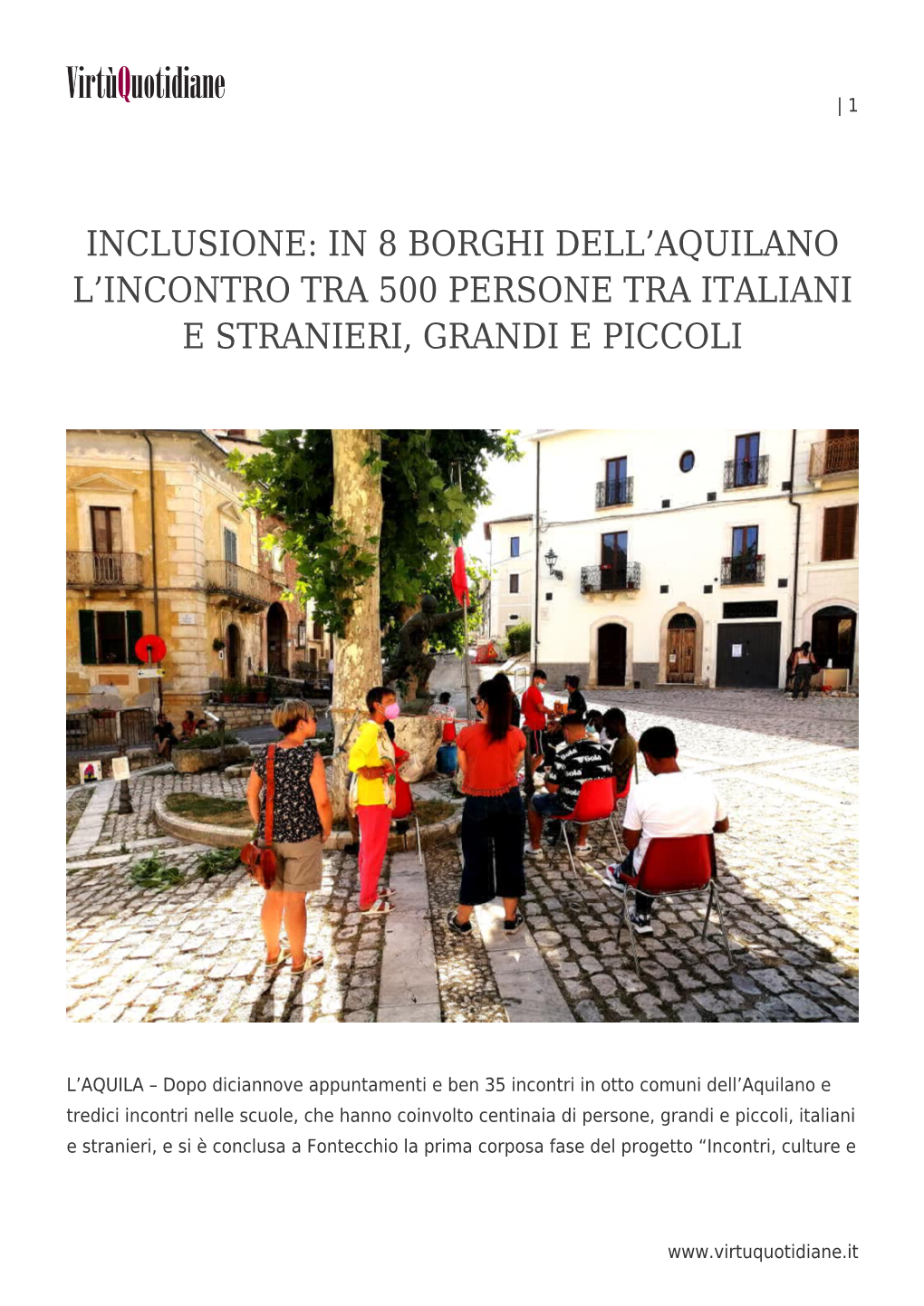 Inclusione: in 8 Borghi Dell'aquilano L'incontro Tra