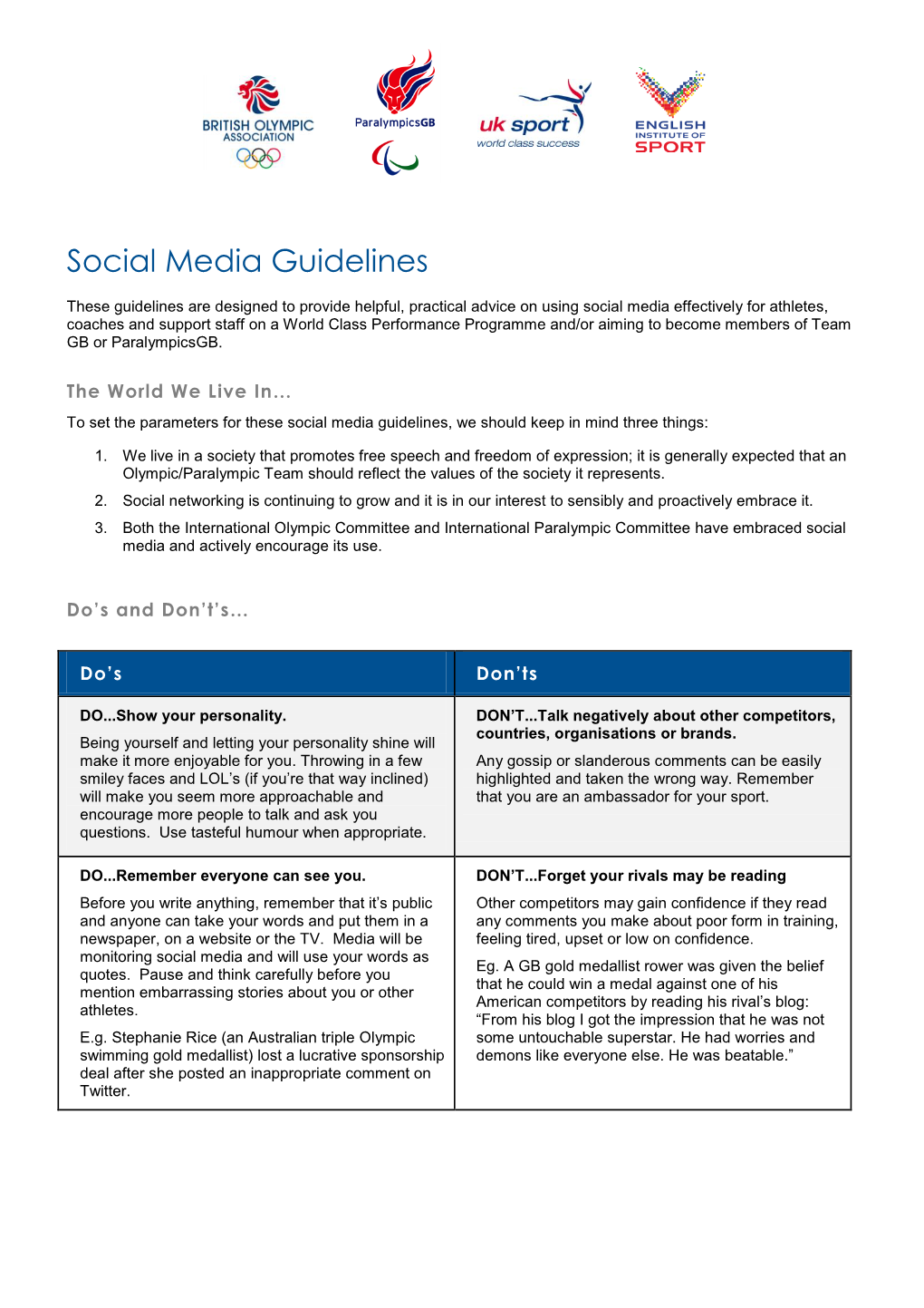 Social Media Guidelines