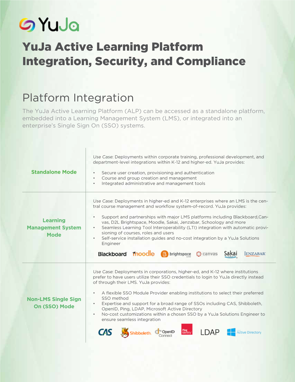 Yuja Active Learning Platform Integration, Security, and Compliance