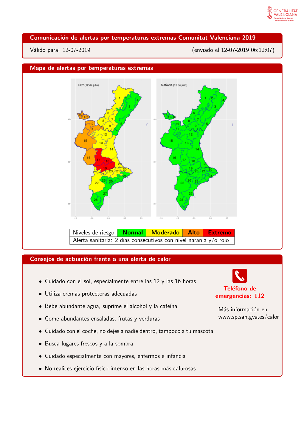 Comunicación De Alertas Por Temperaturas Extremas Comunitat