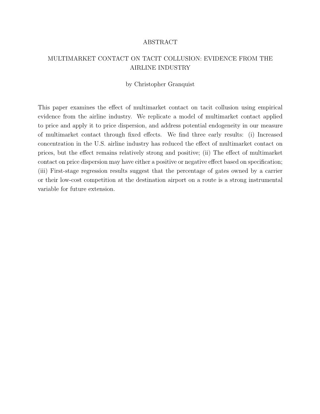 Abstract Multimarket Contact on Tacit Collusion