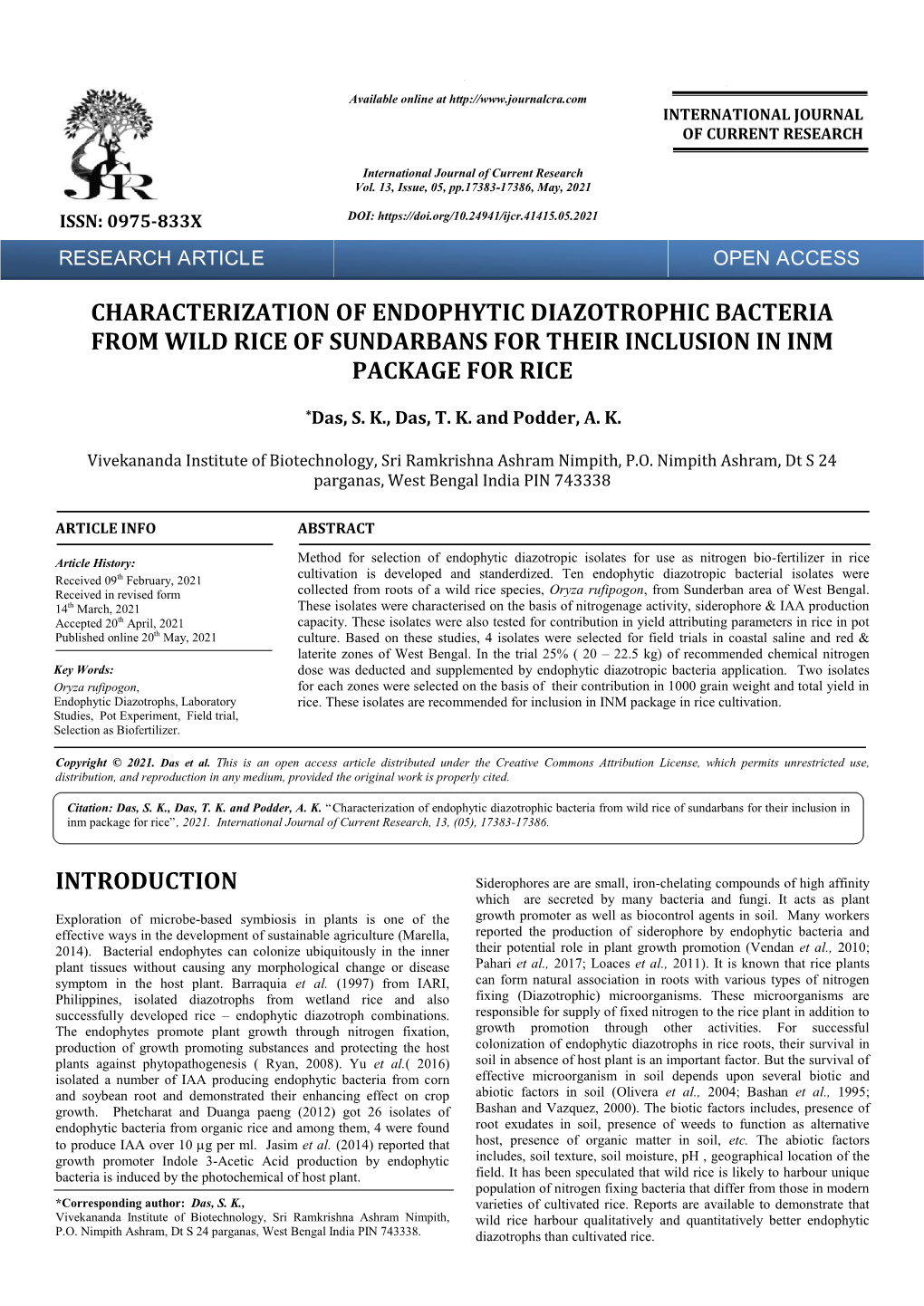 Characterization of Endoph from Wild Rice Of