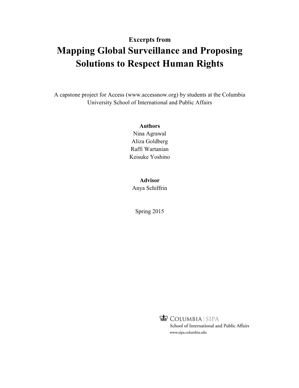Mapping Global Surveillance and Proposing Solutions to Respect Human Rights
