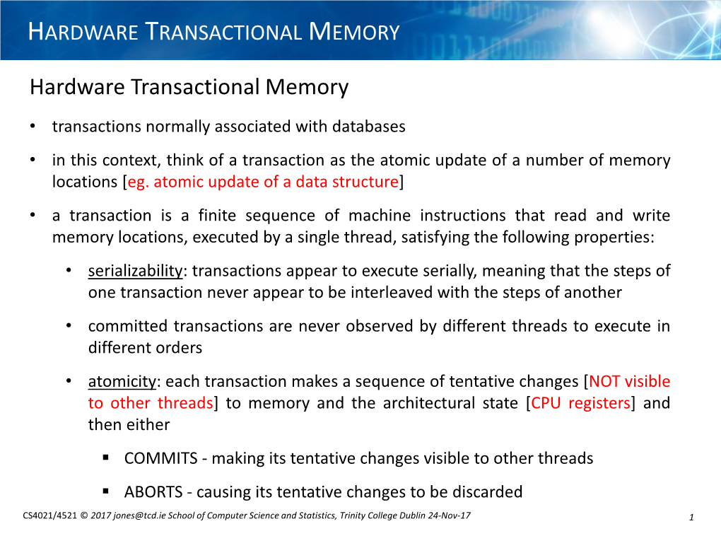 CS4021 Transactional Memory