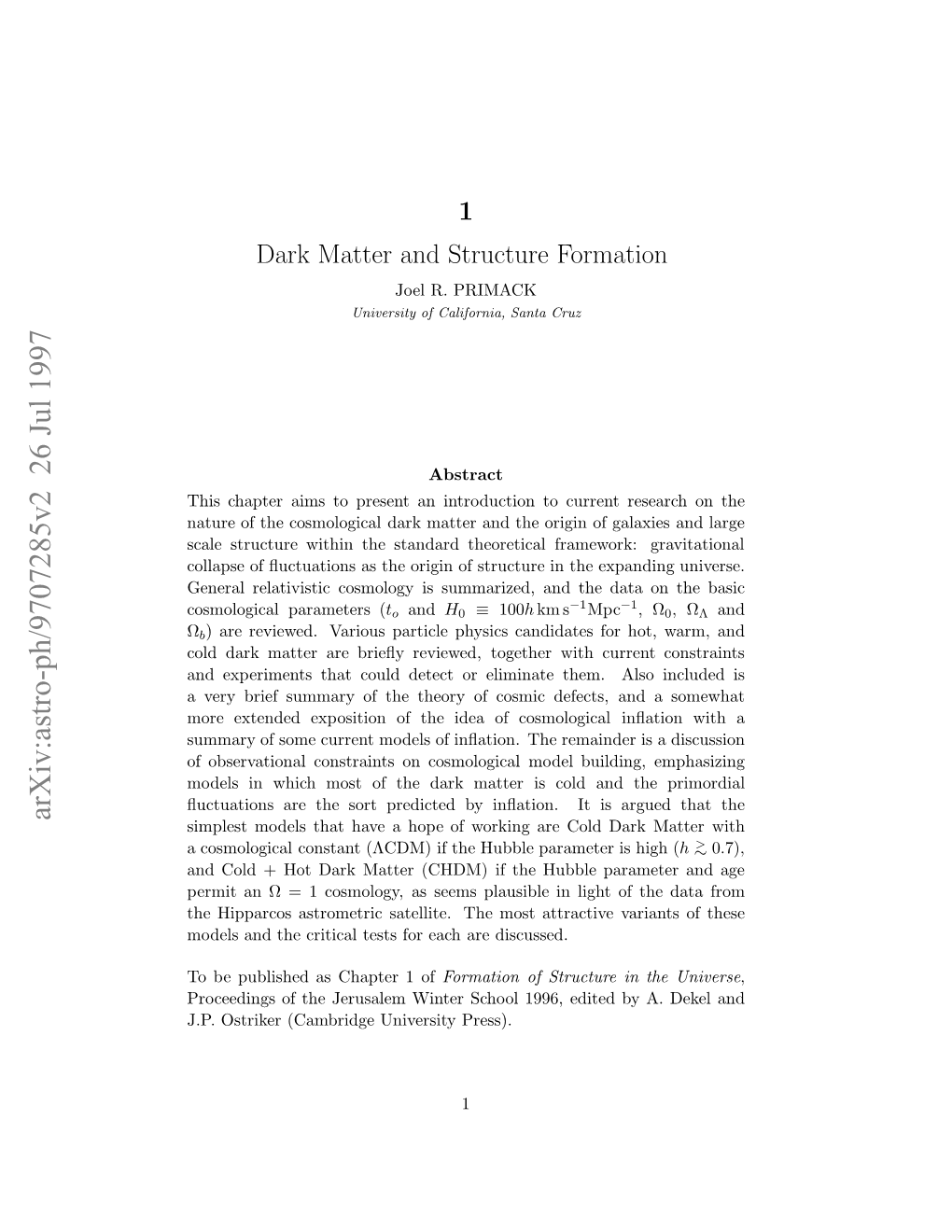 Dark Matter and Structure Formation in the Universe