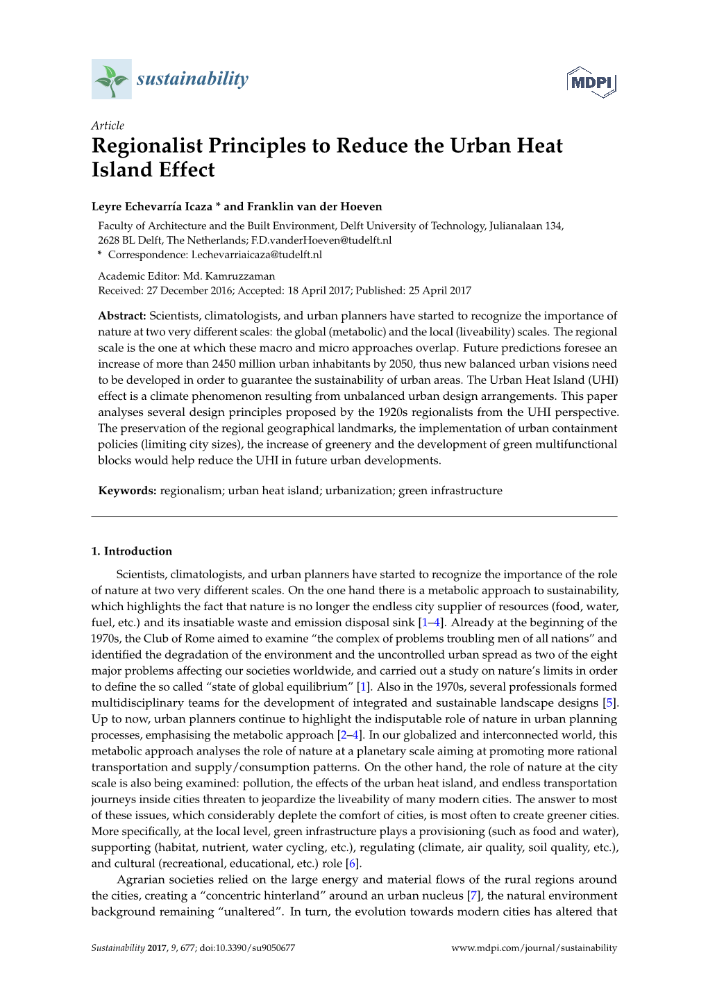 Regionalist Principles to Reduce the Urban Heat Island Effect