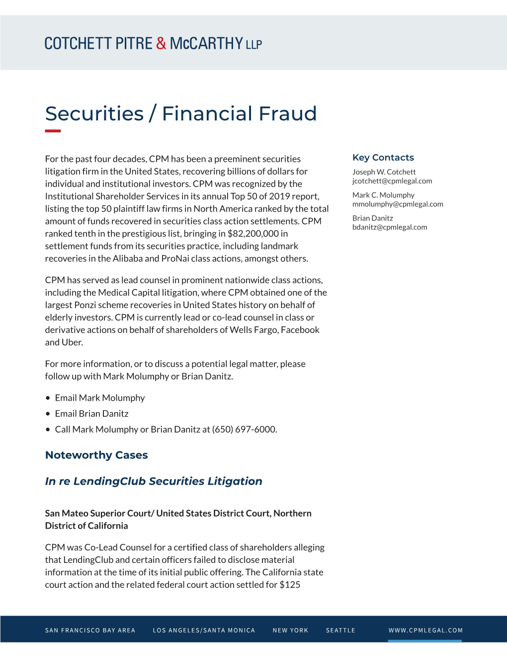 Securities / Financial Fraud